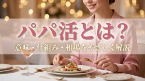 パパ活とは？レストランで食事を楽しむ女性のイメージ