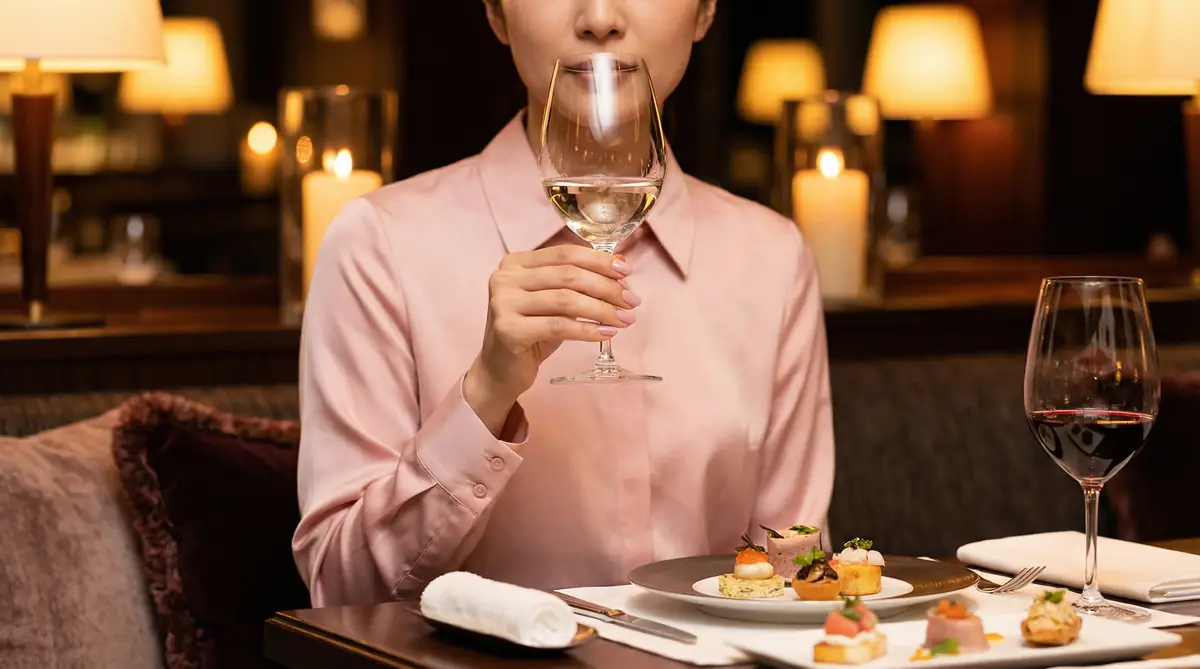 30代のパパ活 レストランで食事を楽しむ女性