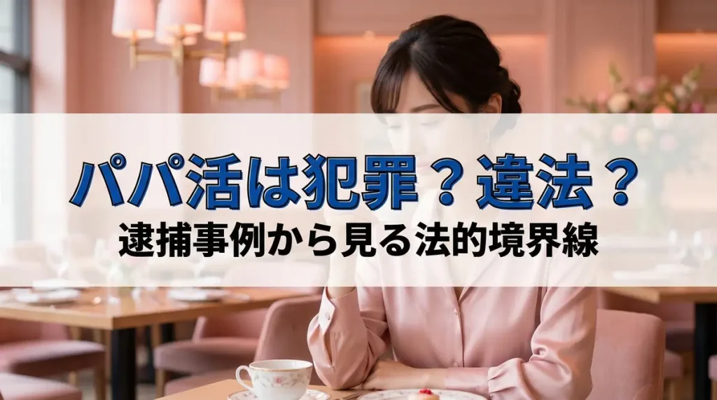 パパ活は犯罪・違法・逮捕事例の法的境界線を説明する記事のアイキャッチ画像