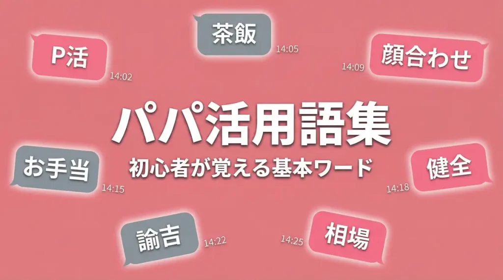 パパ活用語がチャット吹き出しに並ぶイメージ画像